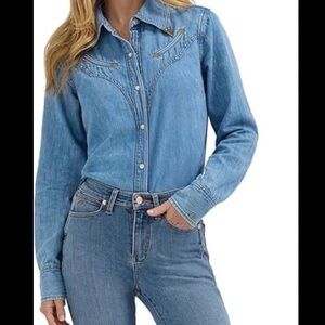 Wrangler Blue Denim Shirt with Embroidery
